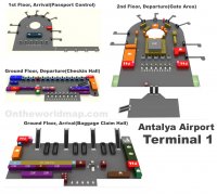 Plan du terminal 1 de l'aéroport Aéroport international d'Antalya