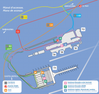 Карта территории аэропорта Барселоны der Flughafen Barcelona Internationaler Flughafen